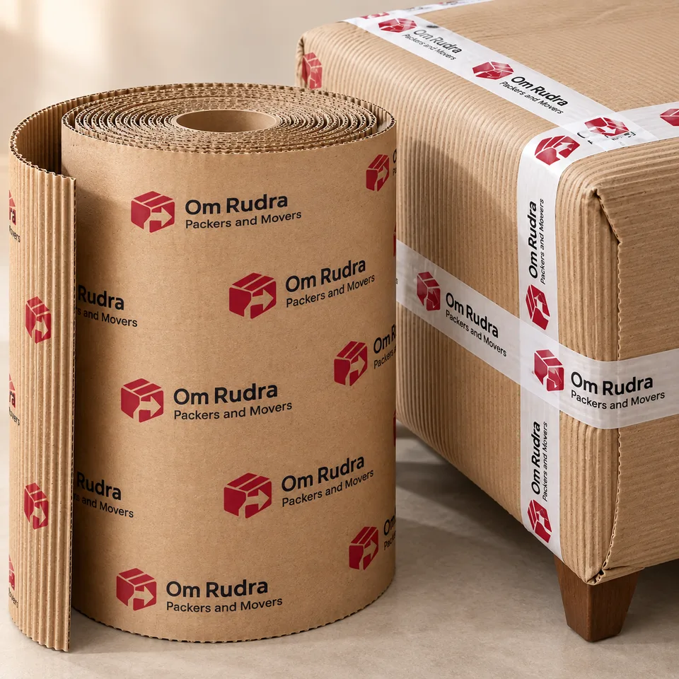 Illustrative branded mockup of corrugated sheets & rolls