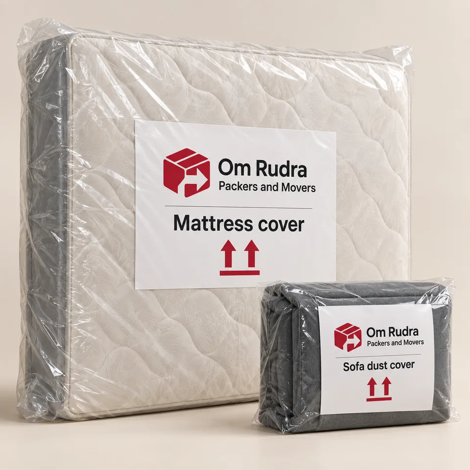 Illustrative branded mockup of mattress & sofa covers