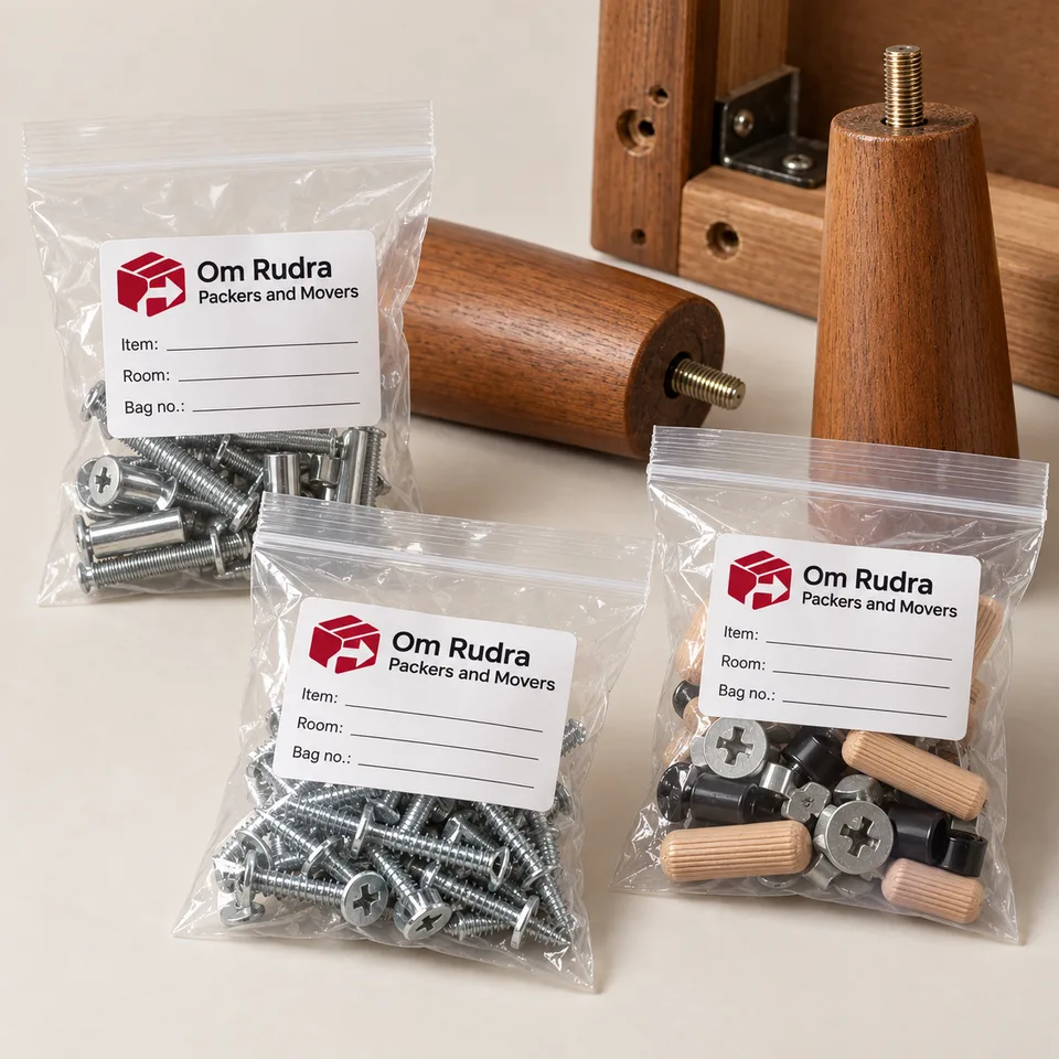 Illustrative branded mockup of hardware bags