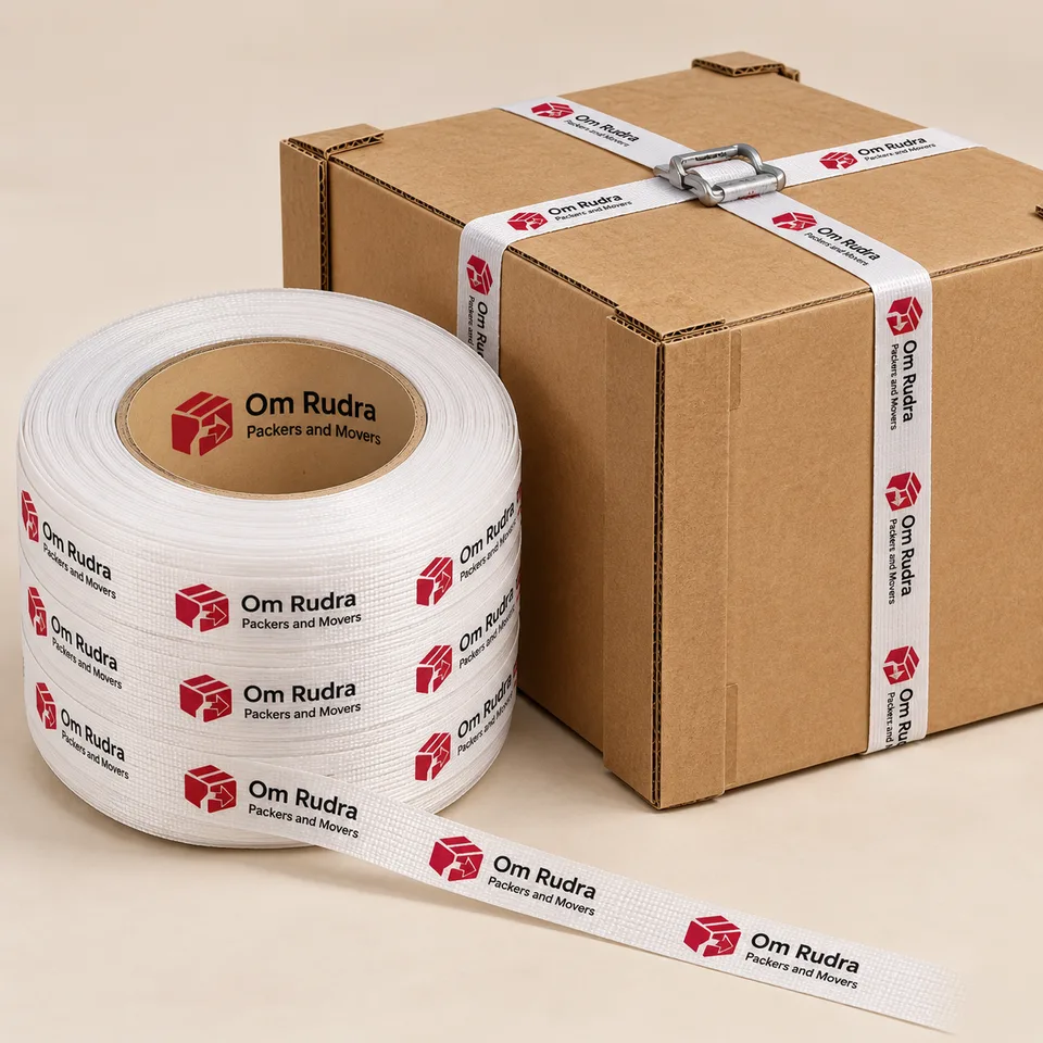 Illustrative branded mockup of packing straps & edge protectors