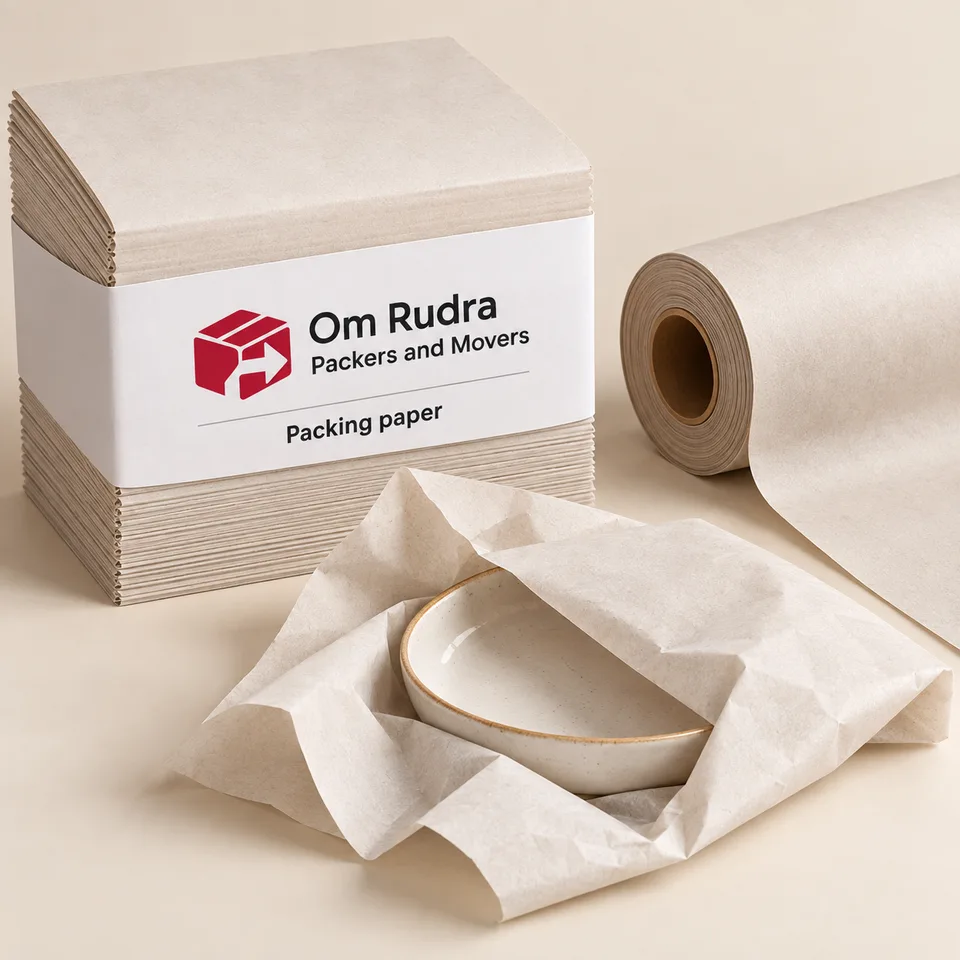 Illustrative branded mockup of packing paper